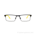 Universal Luxury Unisexe Full-Rim Rectangle Spectacles Frames Fashion Metal Eyeglass